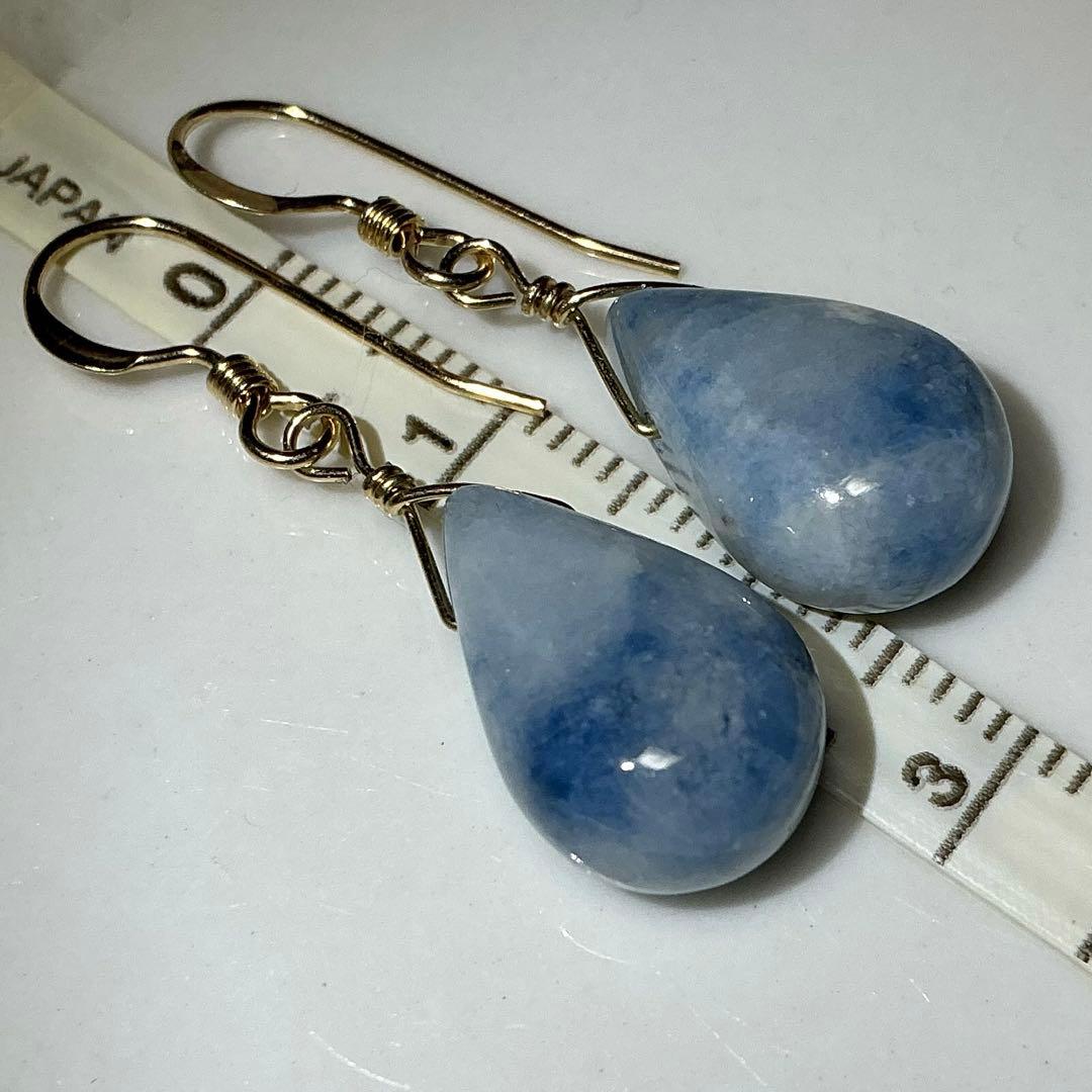 【専用】コン沢翡翠&金山翡翠　ティアドロップピアス　14kgf