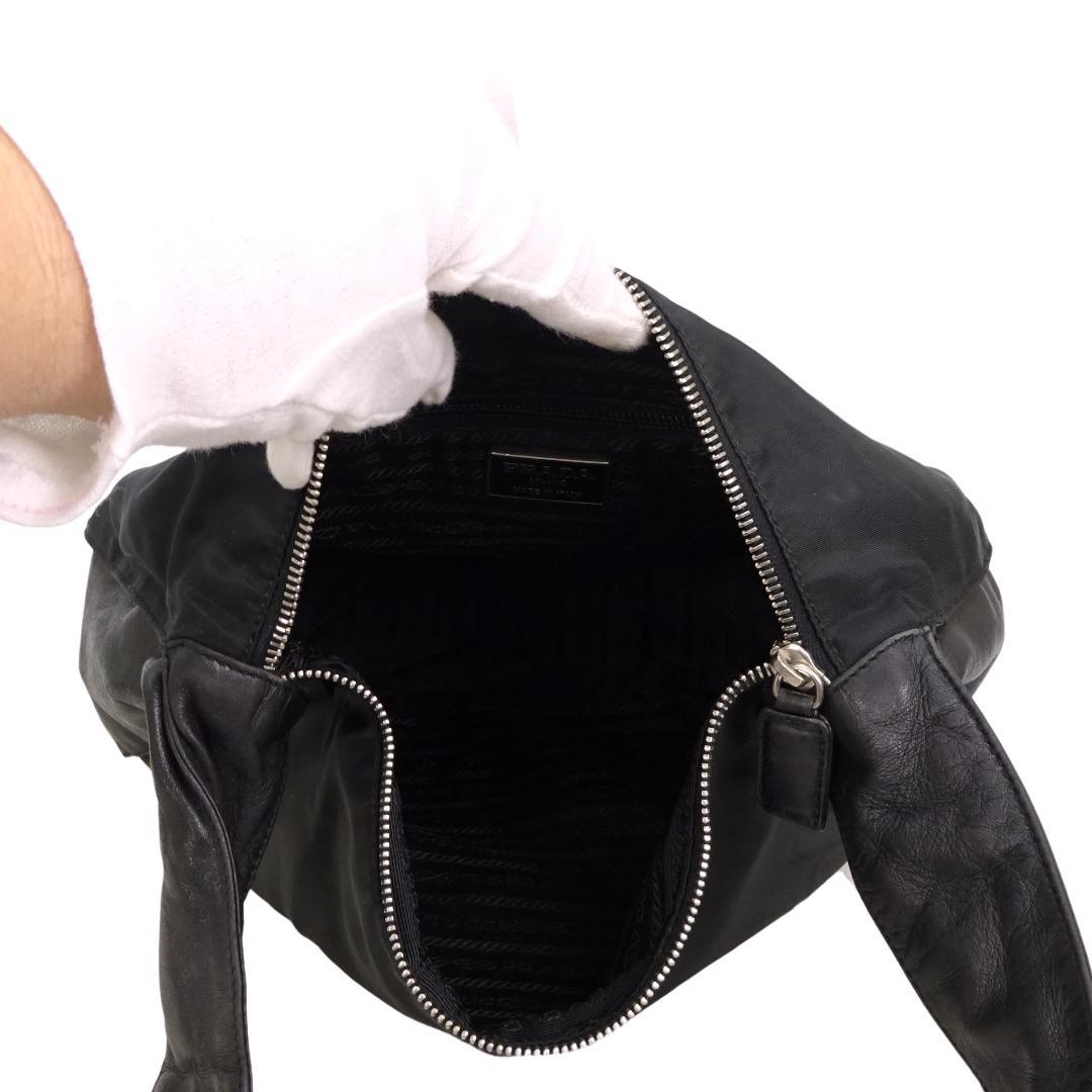 本物 良品■プラダ■ショルダーバッグ 三角ロゴ ブラック ナイロン ハンドバッグ