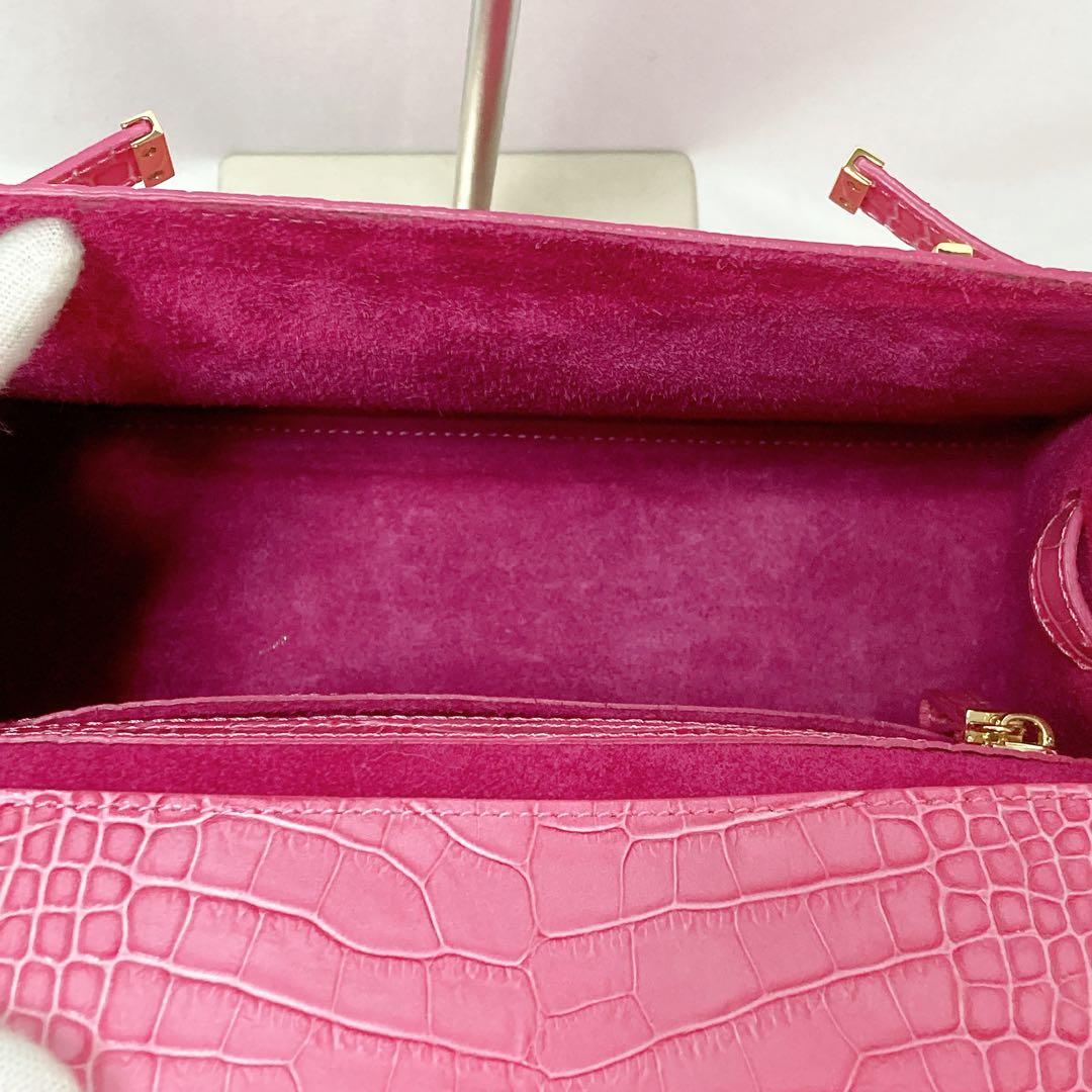 【美品】Teddy Blake ショルダーバッグ 2way クロコ型押し ピンク