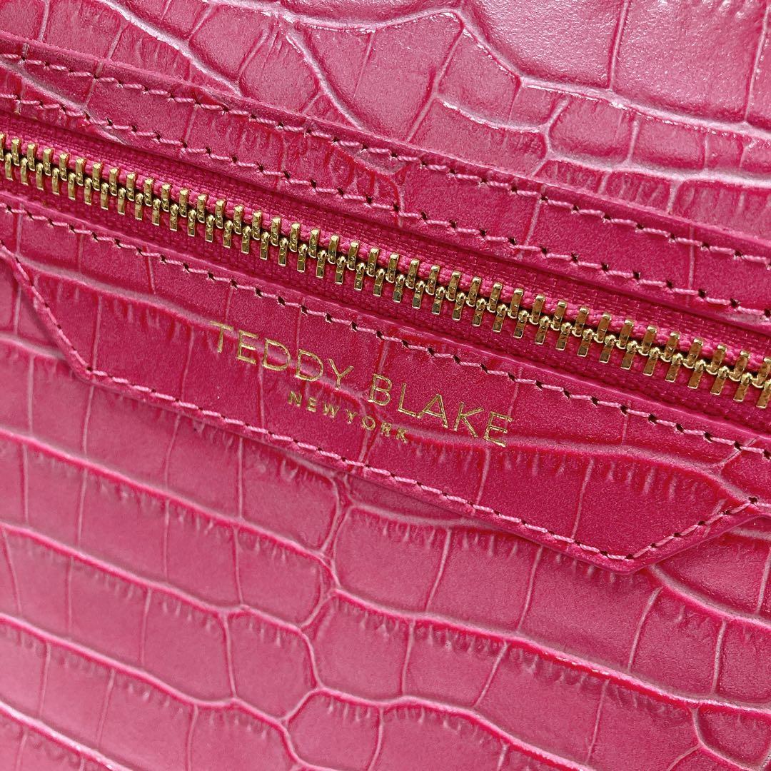 【美品】Teddy Blake ショルダーバッグ 2way クロコ型押し ピンク