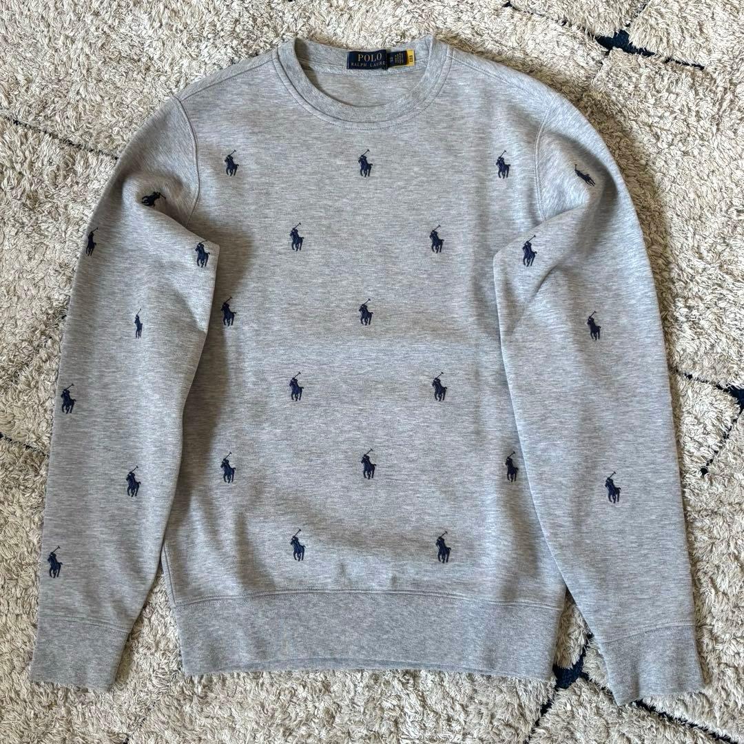 【美品✨】ポロラルフローレン　パーカー　スウェット　ポニー刺繍　総柄　グレー
