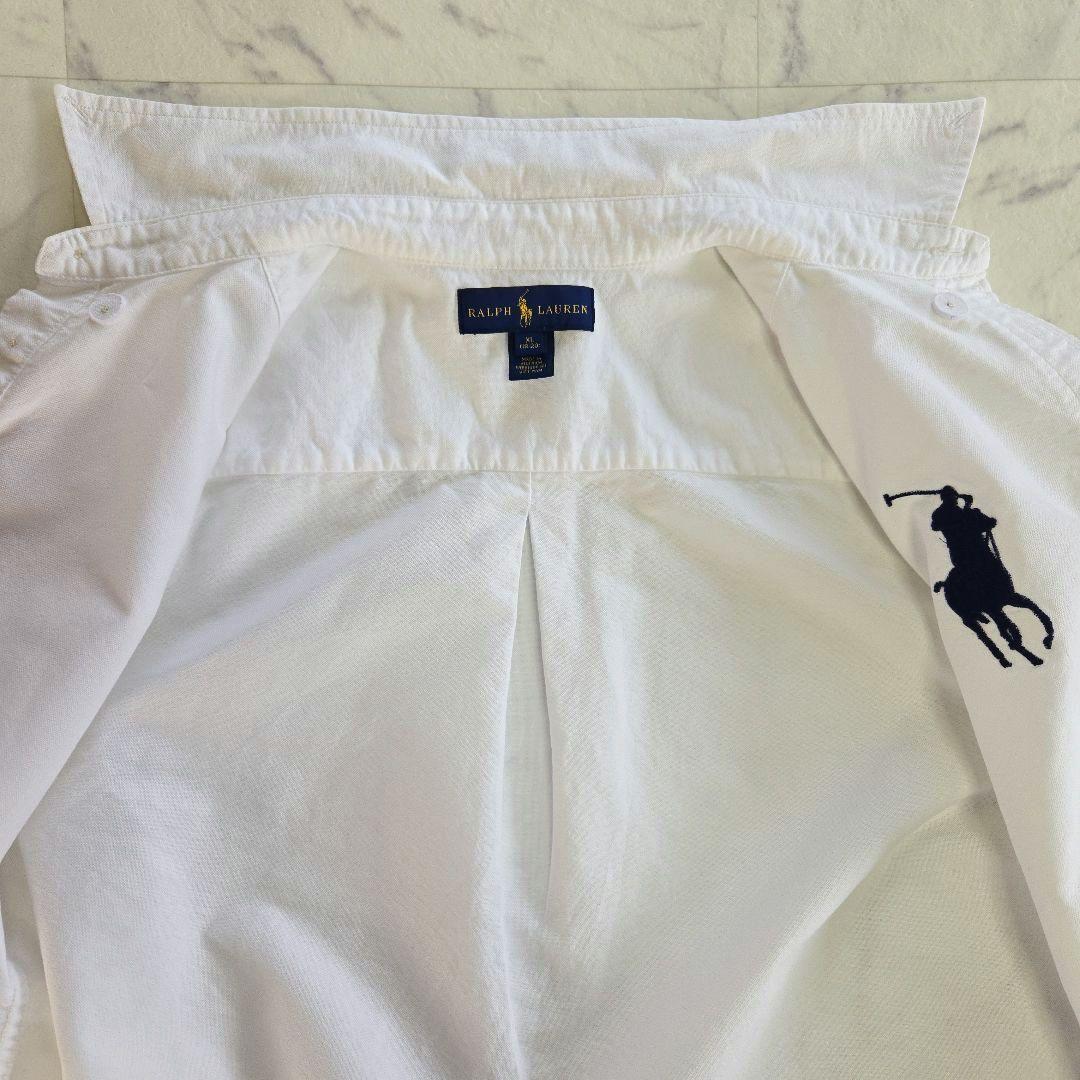 ラルフローレン 白 ホワイト 長袖シャツ ビッグポニー刺繍 L相当