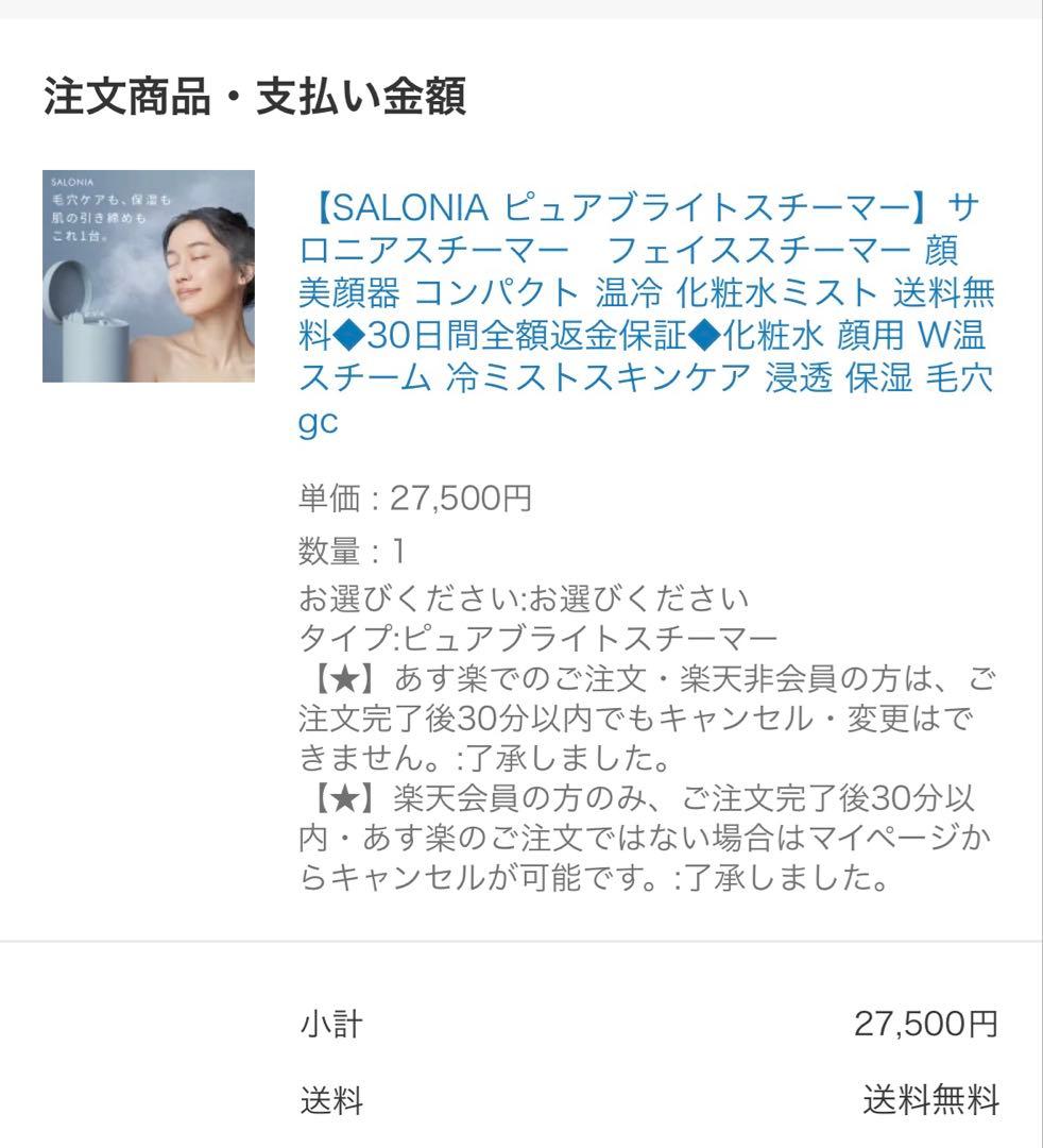 【新品未使用】サロニア ピュアブライトスチーマー 美顔器 スチーマー　グレー