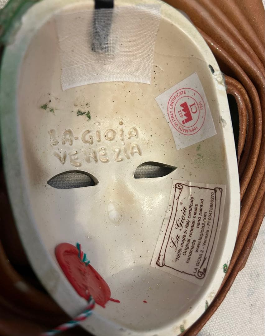 ムラーノ製　ベネチアングラス高級イタリア 壁飾り ベネチアンマスク