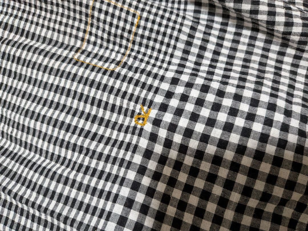 45R　春風インドカディのフリルブラウス　影色ギンガムチェック