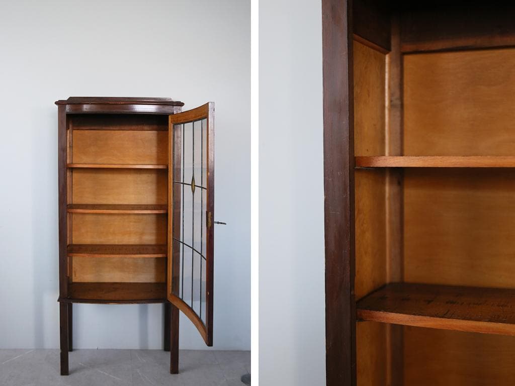 英国アンティークガラスキャビネット/食器棚/本棚/飾り棚/キュリオ(92-25)