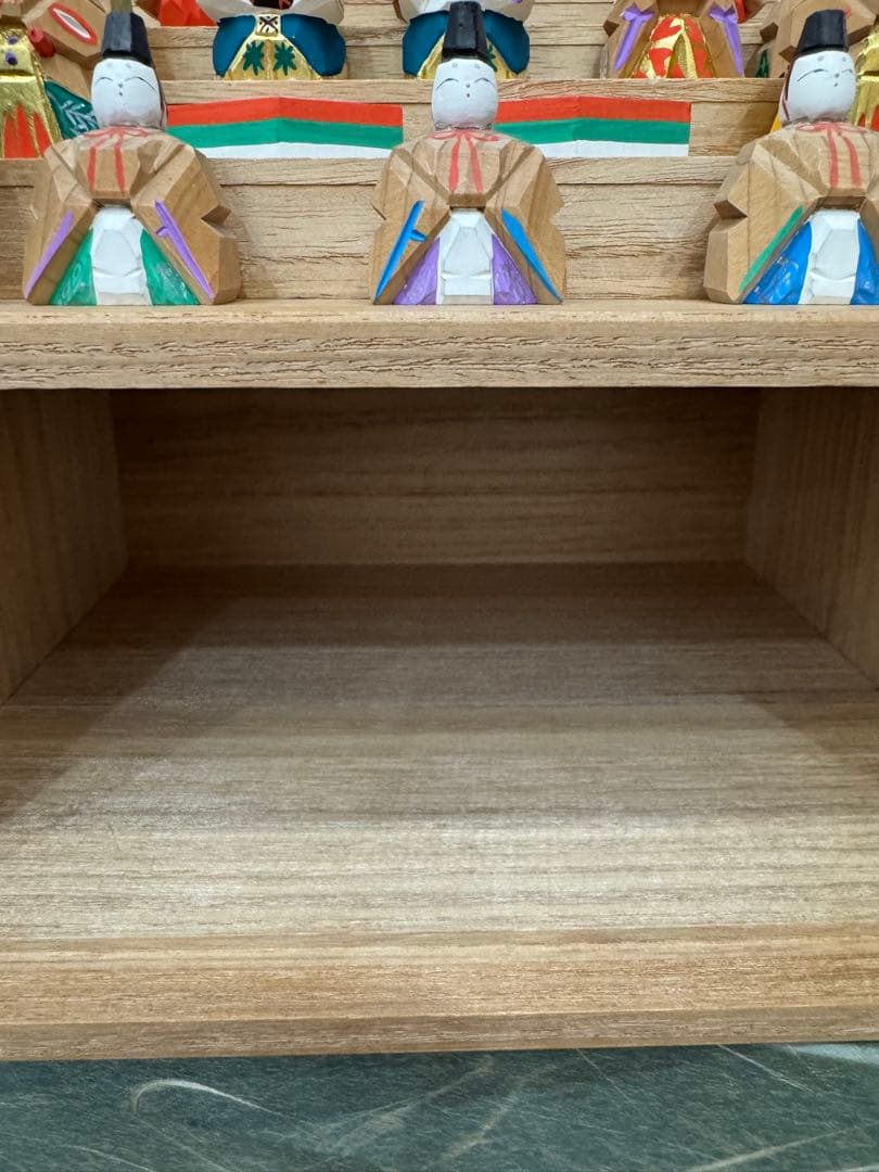 【美品】奈良 一刀彫 神泉刀　雛壇 五段雛人形 十五人揃　ヴィンテージ