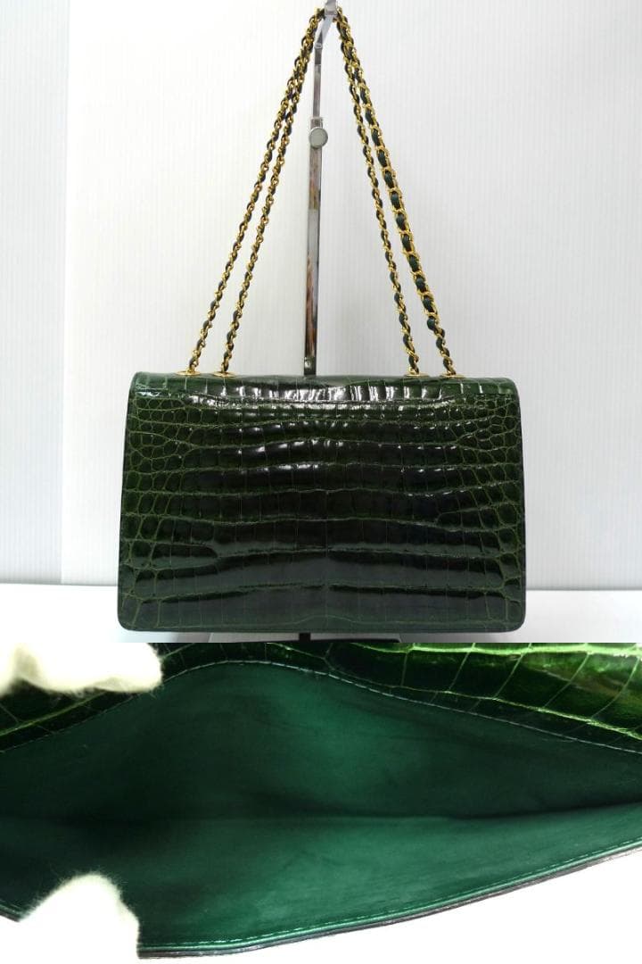 TOKYO　チェーンバッグ　ショルダーバッグ　クロコダイル　グリーン　JRA