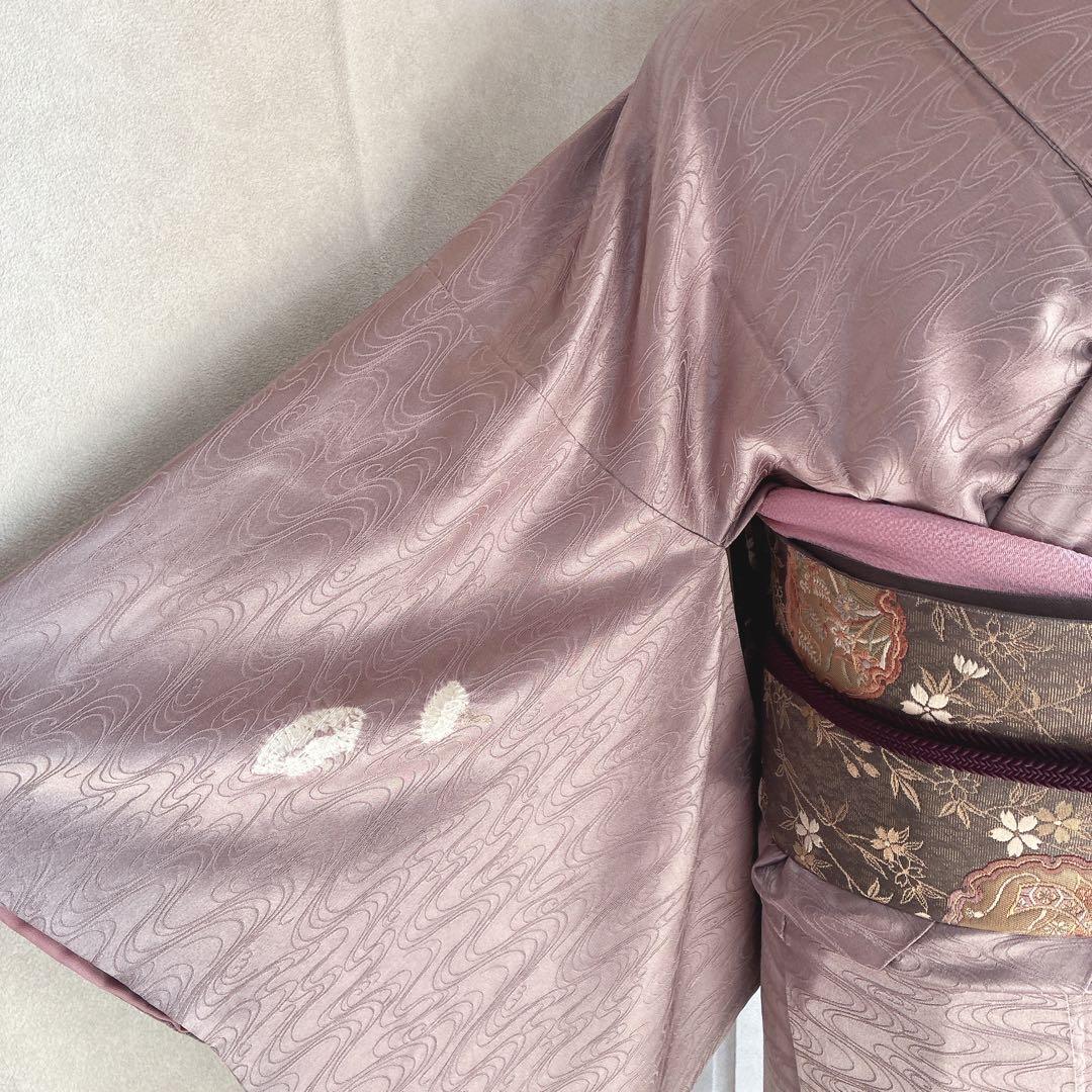 付け下げ　フルセット　着物　トールサイズ　正絹　絞り　訪問着　三越誂　紫　G10