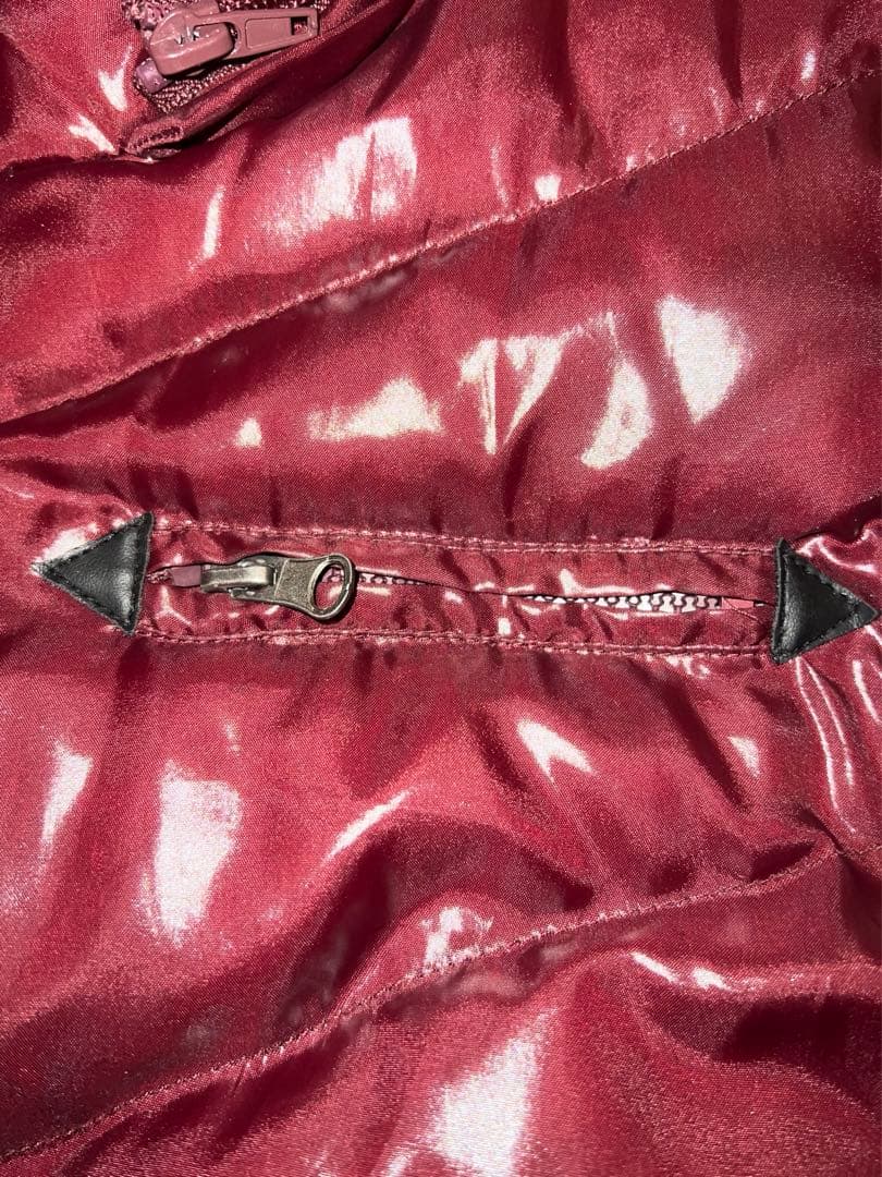 00s fur wine red down vest archive 平成 光沢