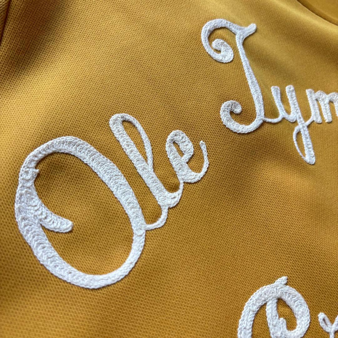 ANGEL TOWN ハーフジップ　ボーリングシャツ　イエロー　刺繍　サイズ38