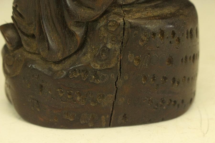 中国美術 竹根 刻 如意手 寿老人 置物 高15.8cm(A270)