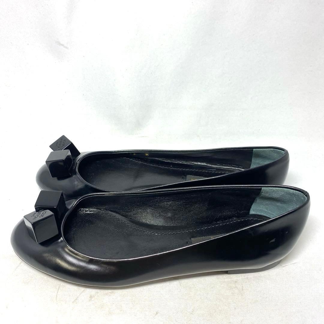 試着程度ルイヴィトン　サイズ表記「35」22.5 ブラックレザー　バレエシューズ
