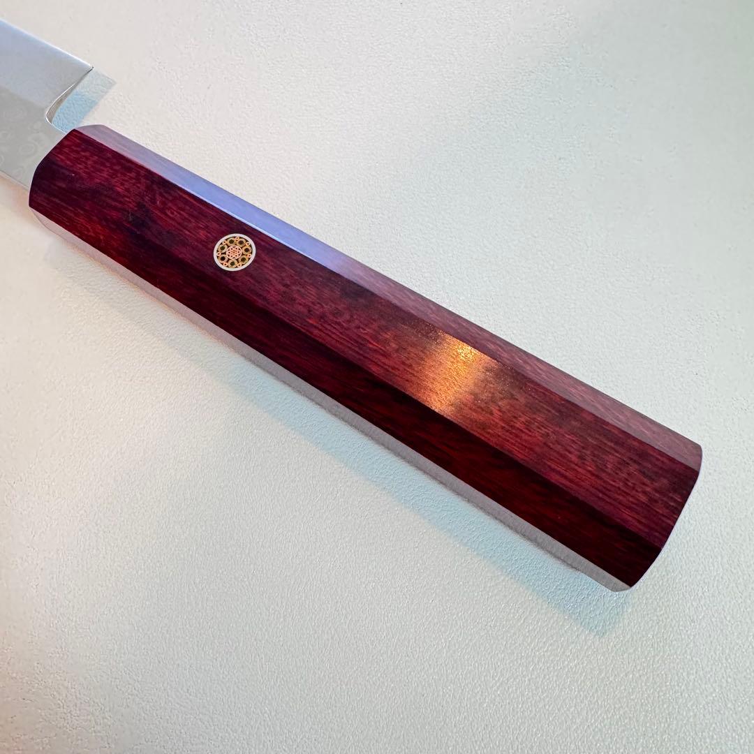 【鞘付き】 270mm 墨流し　柳刃包丁 紫檀八角柄 鏡面 刺身用