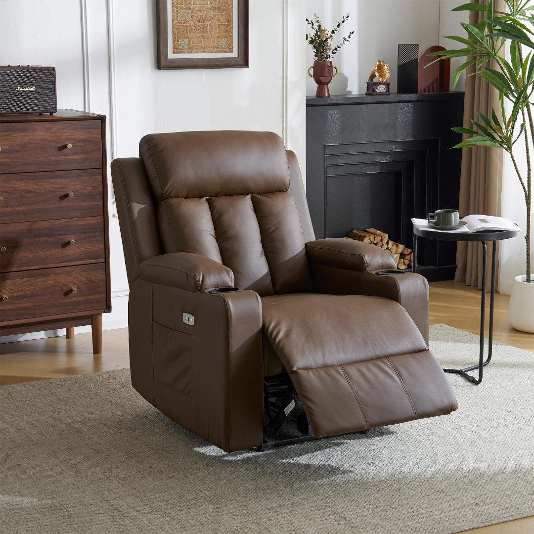 リクライニングソファー 電動 リクライニングソファ オットマン一体型 1人掛け