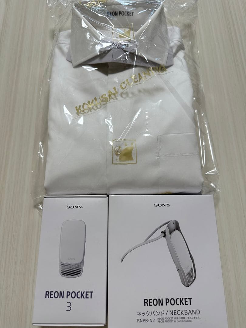 REON POCKET 3 専用ビジネスシャツ(M) ネックバンド 3点セット