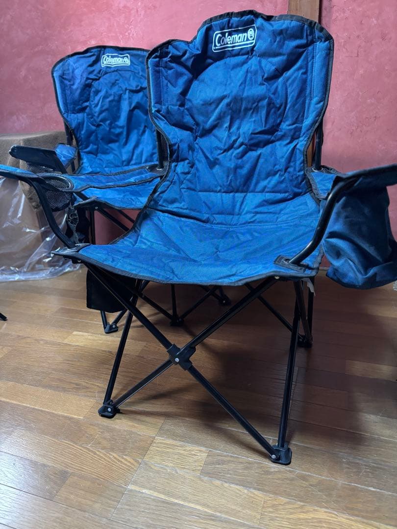 Coleman クーラー付きクアッドチェアネイビー 折りたたみチェア 2脚セット