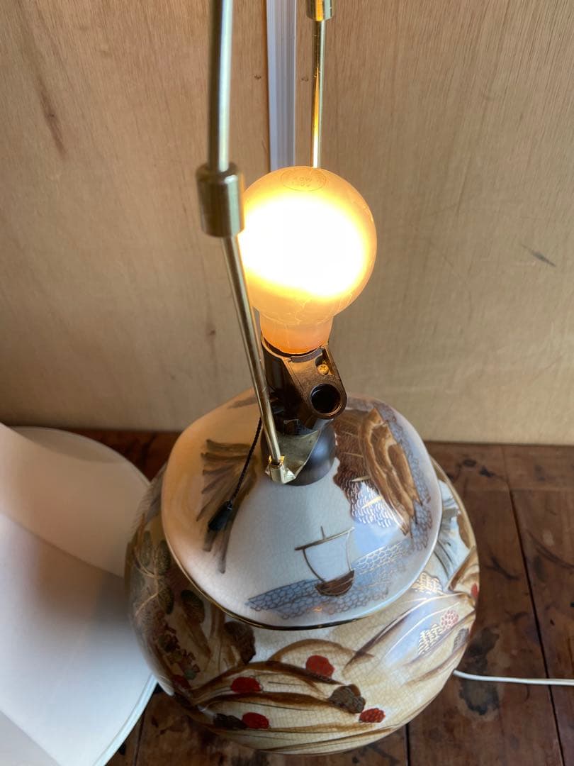 【美品】大壺ランプ 豪華金彩 陶器55cm 和風絵付け　九谷焼