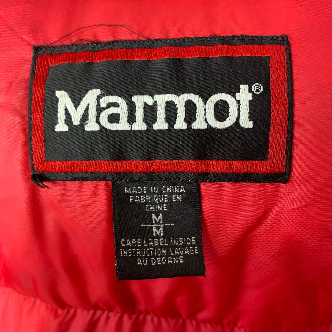 90s Marmot ダウンジャケット M パルバッド 肉厚 ブラック 刺繍ロゴ