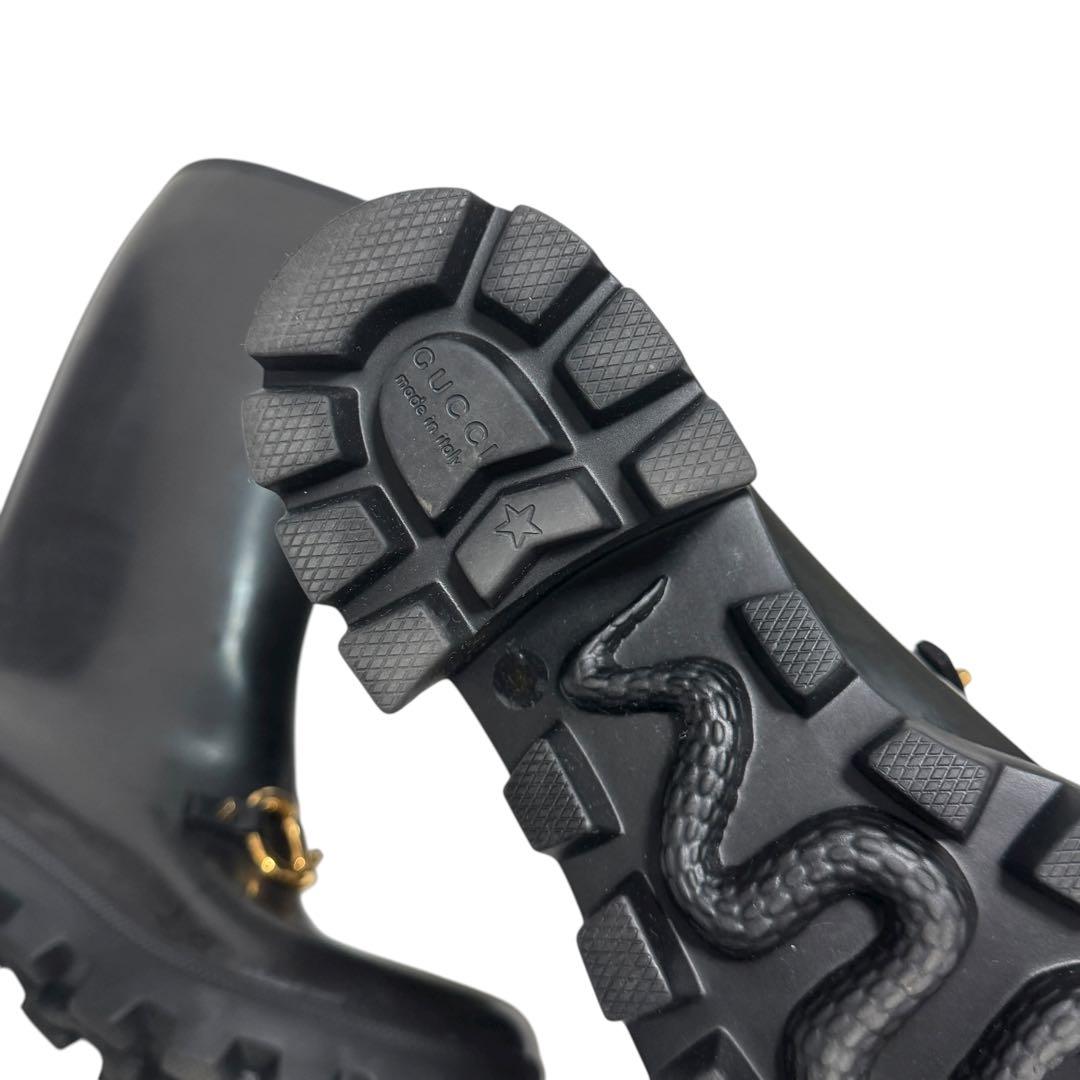 美品　箱あり　GUCCI グッチ　レインブーツ　ホースビット　金具　厚底　36