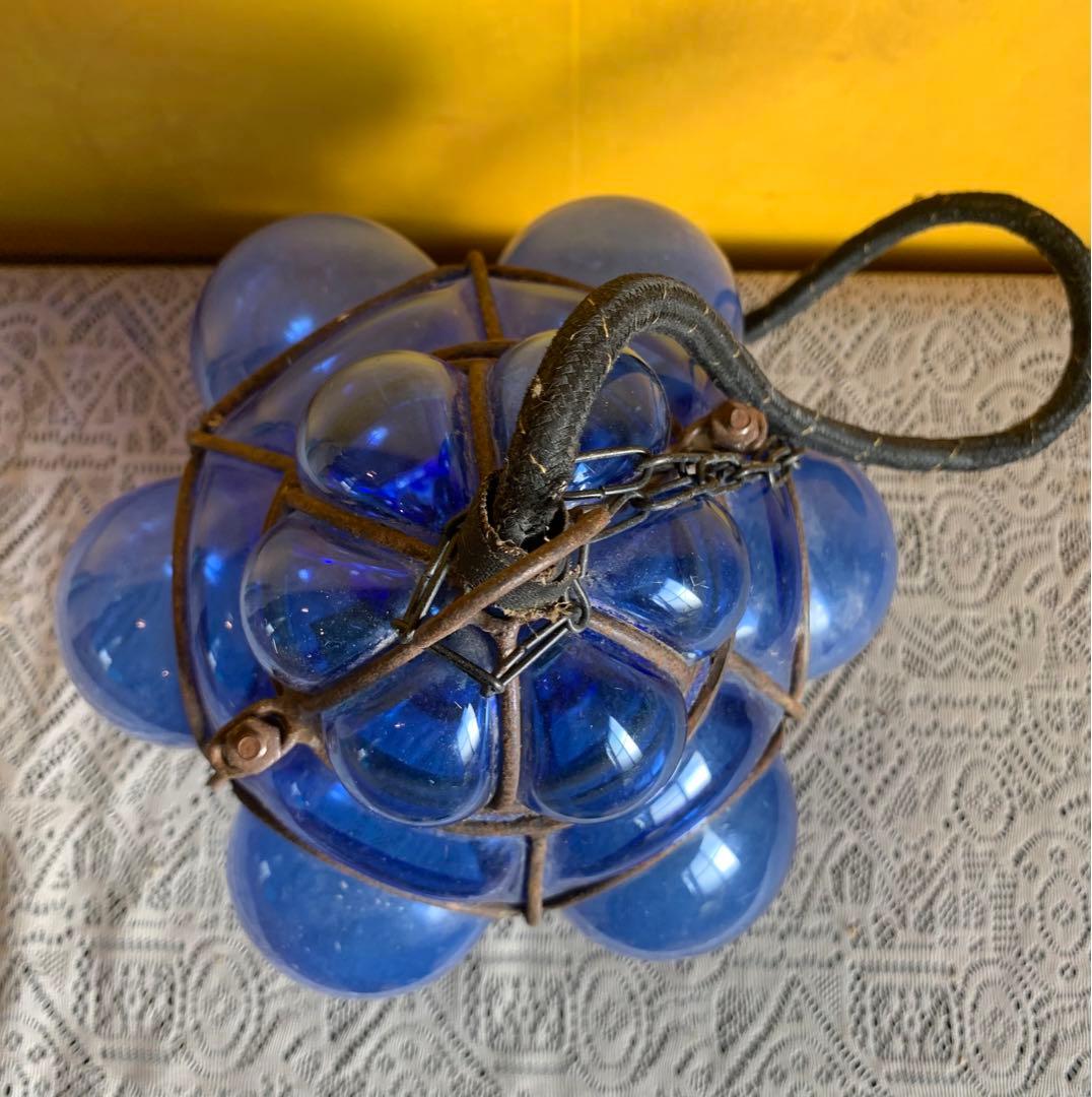 アンティーク硝子照明ブルー