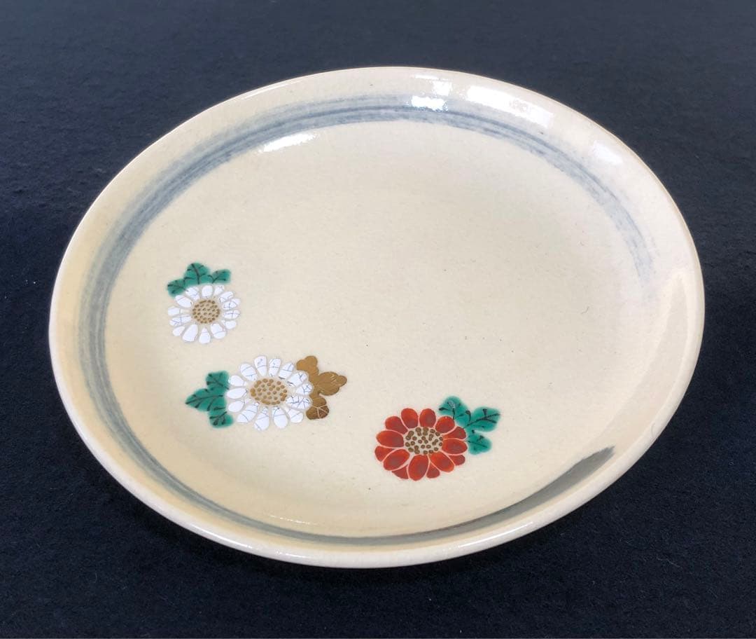 《R》仁清写菊 銘々皿5客 永楽善五郎造 共布 共箱 251208お4