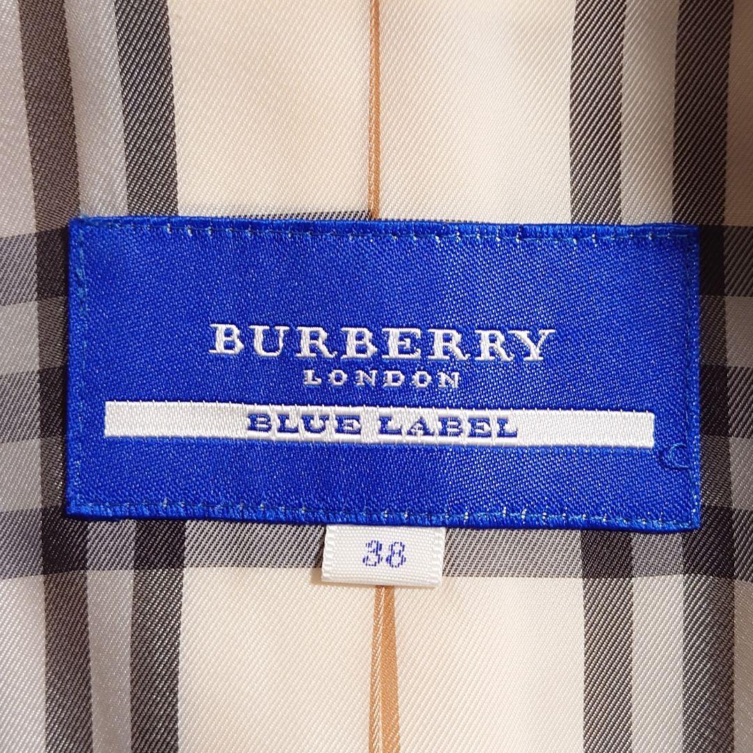 バーバリーブルーレーベル ピーコート アンゴラ アルパカ メガチェック アイボリ