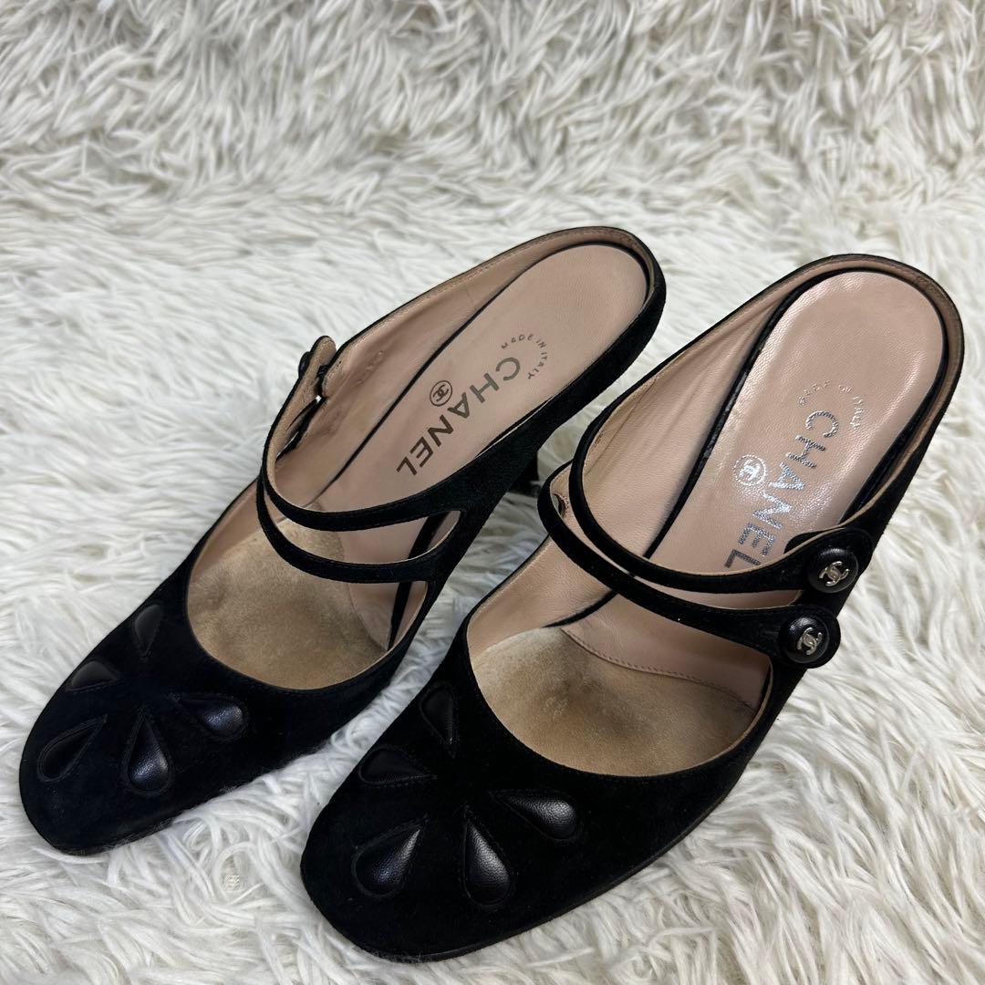 maako 様用CHANEL ブラック ストラップミュール サンダル 伊製