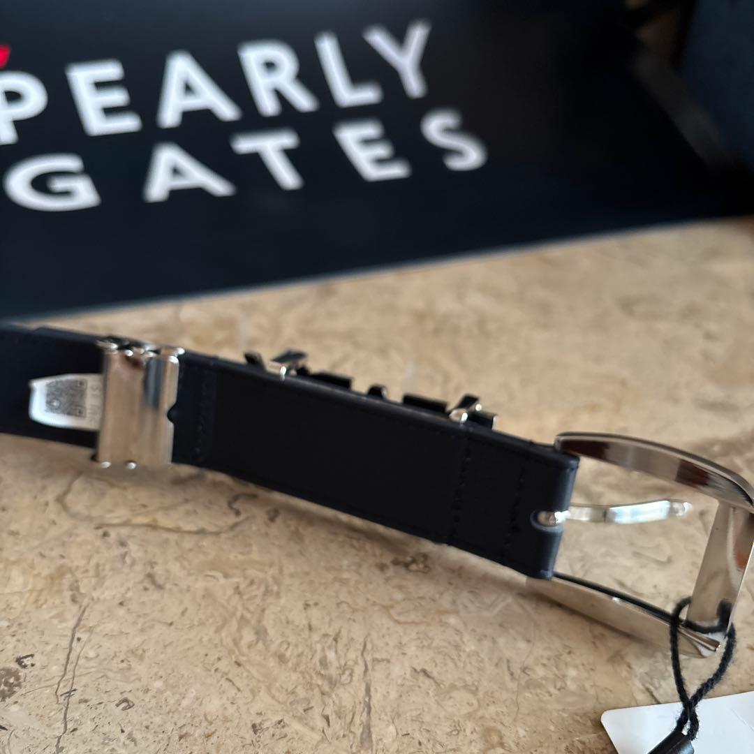 パーリーゲイツ　PEARLY GATES レザーベルト　白　ネイビー　紺　 L