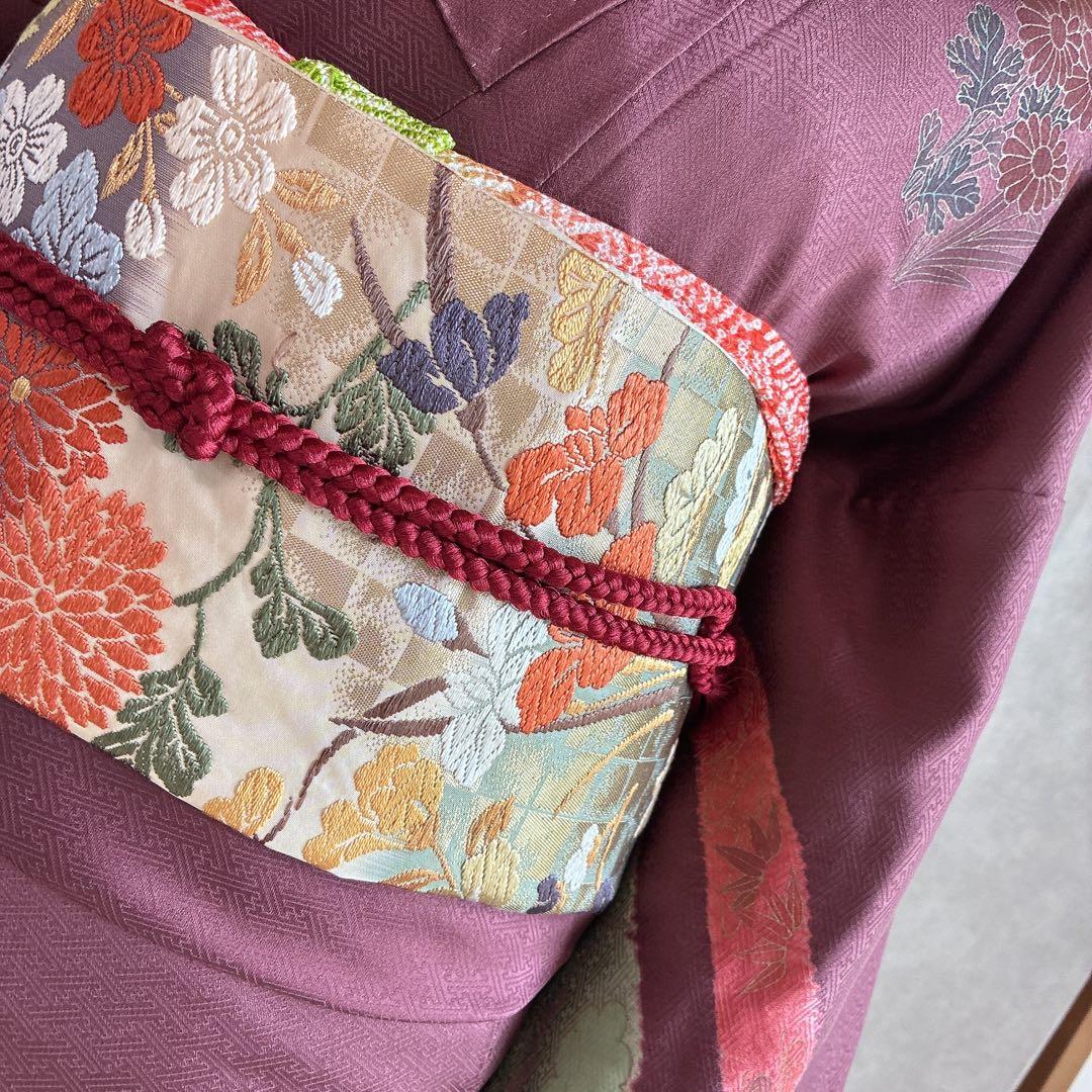 A*e様 訪問着　フルセット　着物　正絹　絞り　金駒刺繍　紫　結婚式　祝い　 J