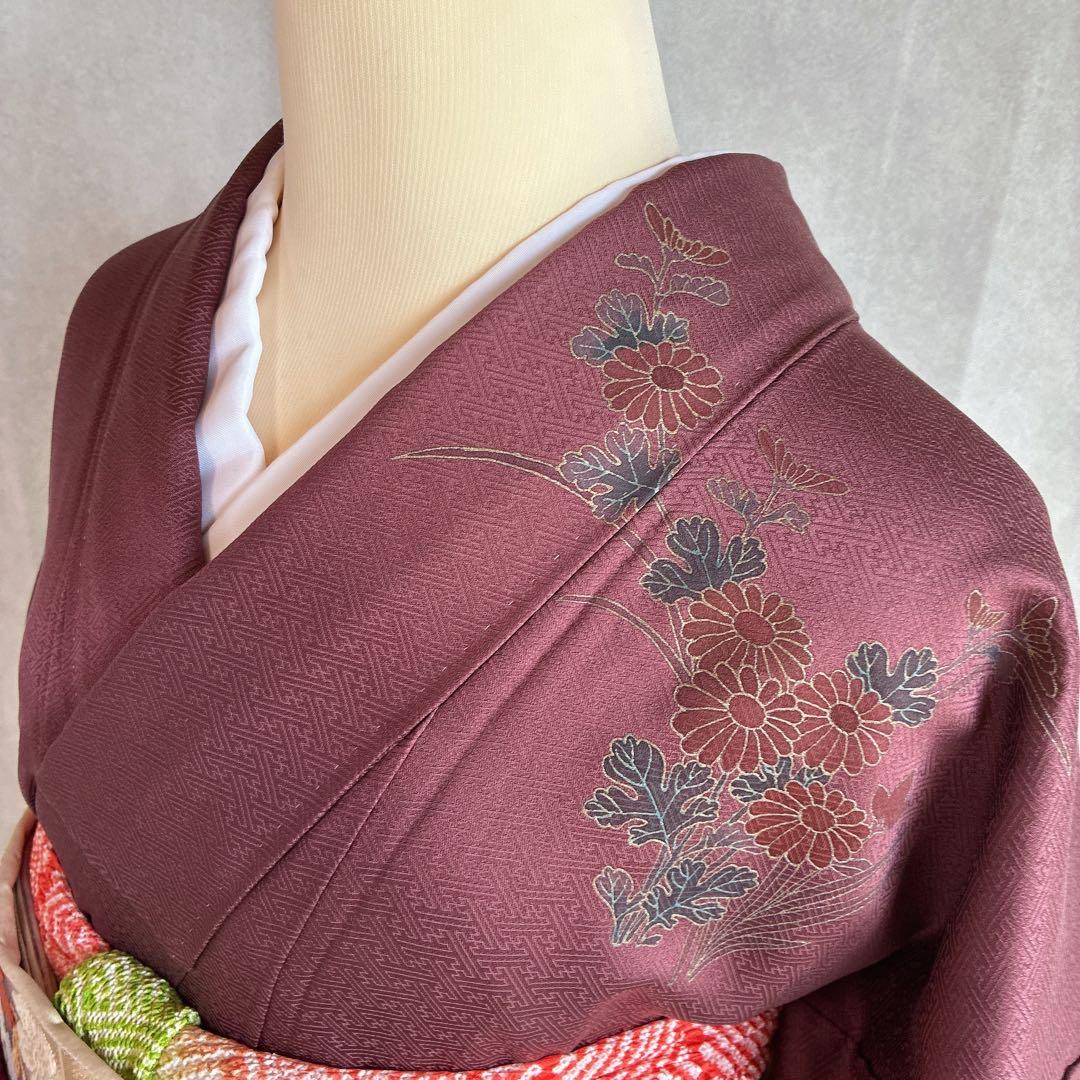 A*e様 訪問着　フルセット　着物　正絹　絞り　金駒刺繍　紫　結婚式　祝い　 J