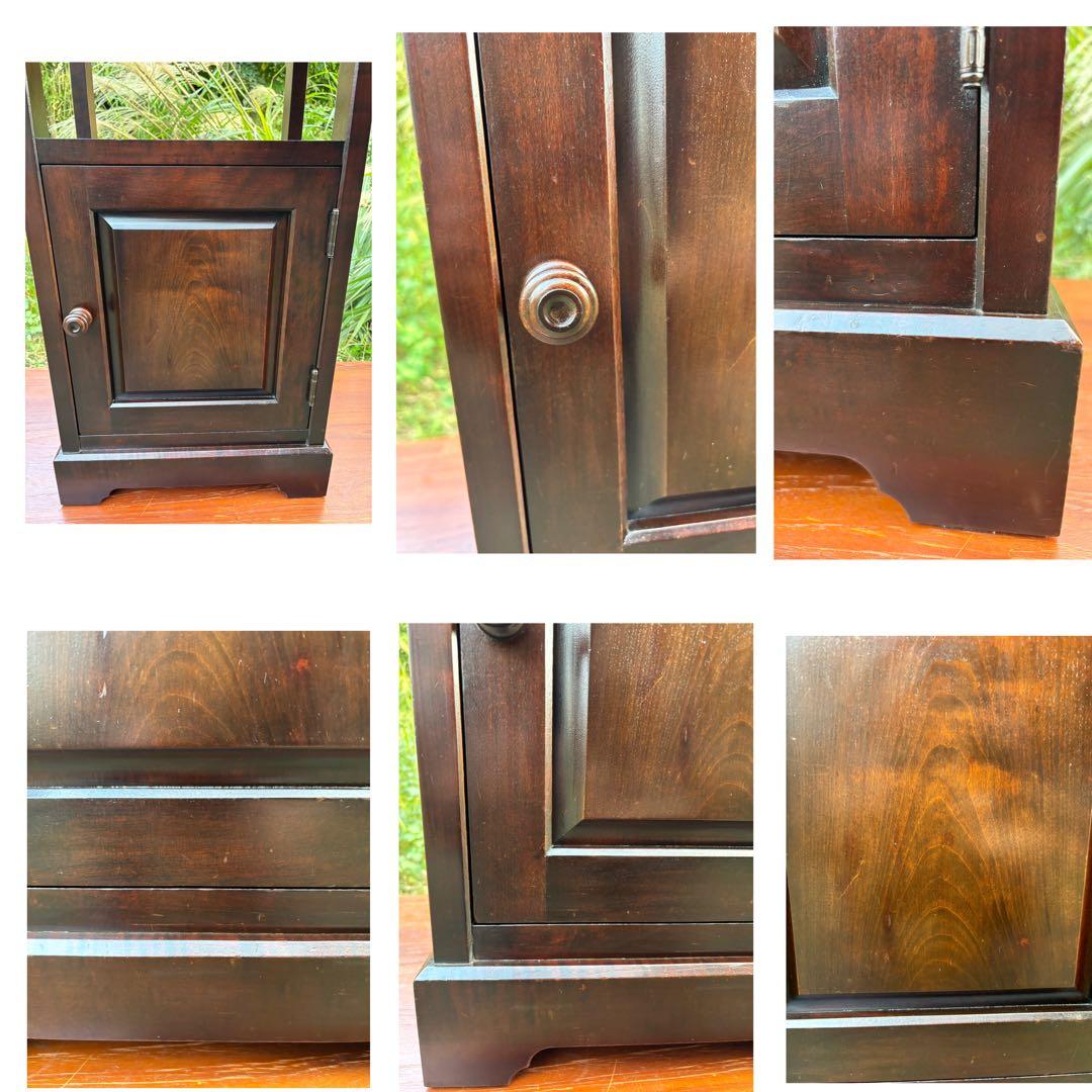 北海道民芸家具 カバ無垢材 電話台 サイドテーブル 飾り台 花台