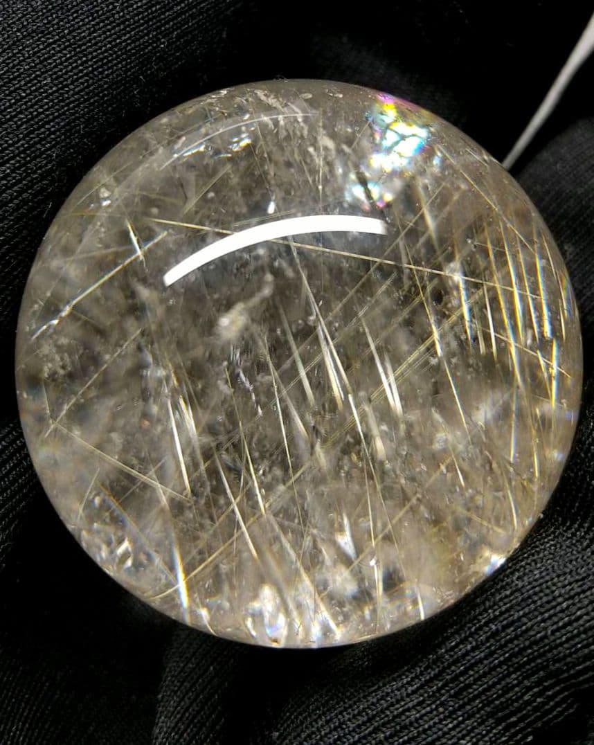 超希少　レインボー入り　ルチルクォーツ　スフィア　丸玉　天然石