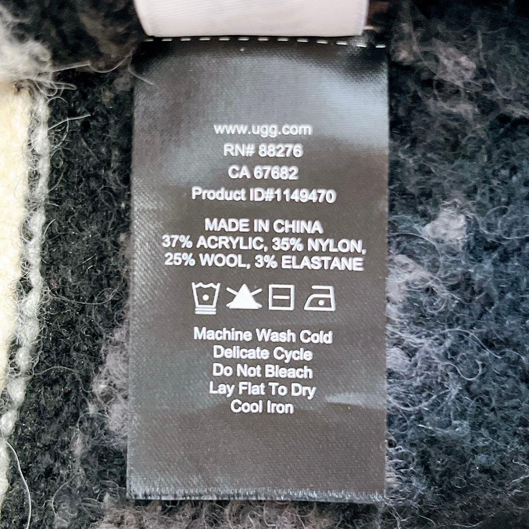 希少✨UGG アグ カーディガン グラフィック ロゴ ボーダー モノトーン