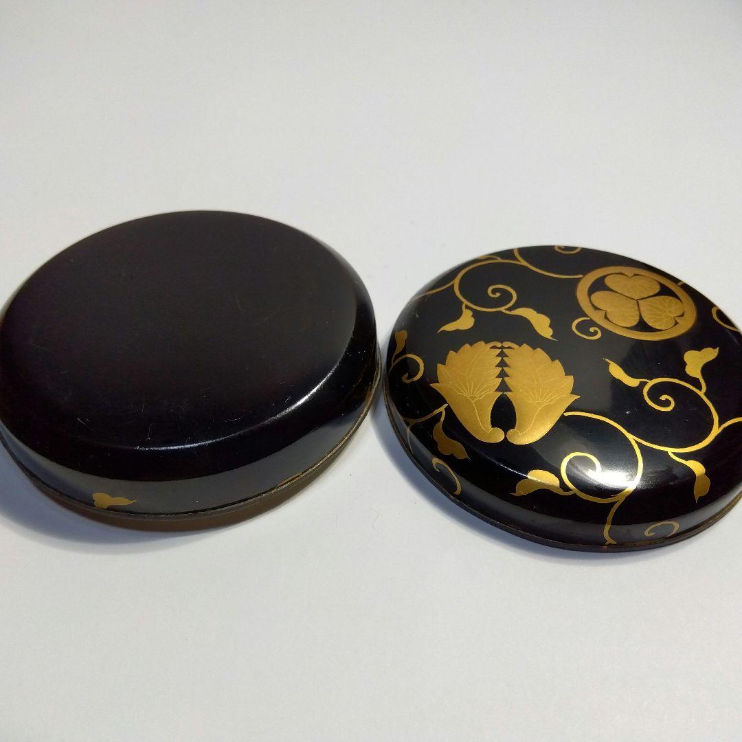 京都　蒔絵　香合　共箱　漆器　天然木　内金泊　合わせ銀輪造り