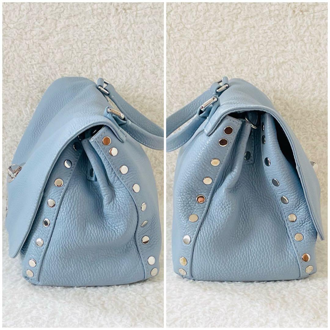 【美品】ザネラート ポスティーナ ショルダーバッグ ハンドバッグ 水色