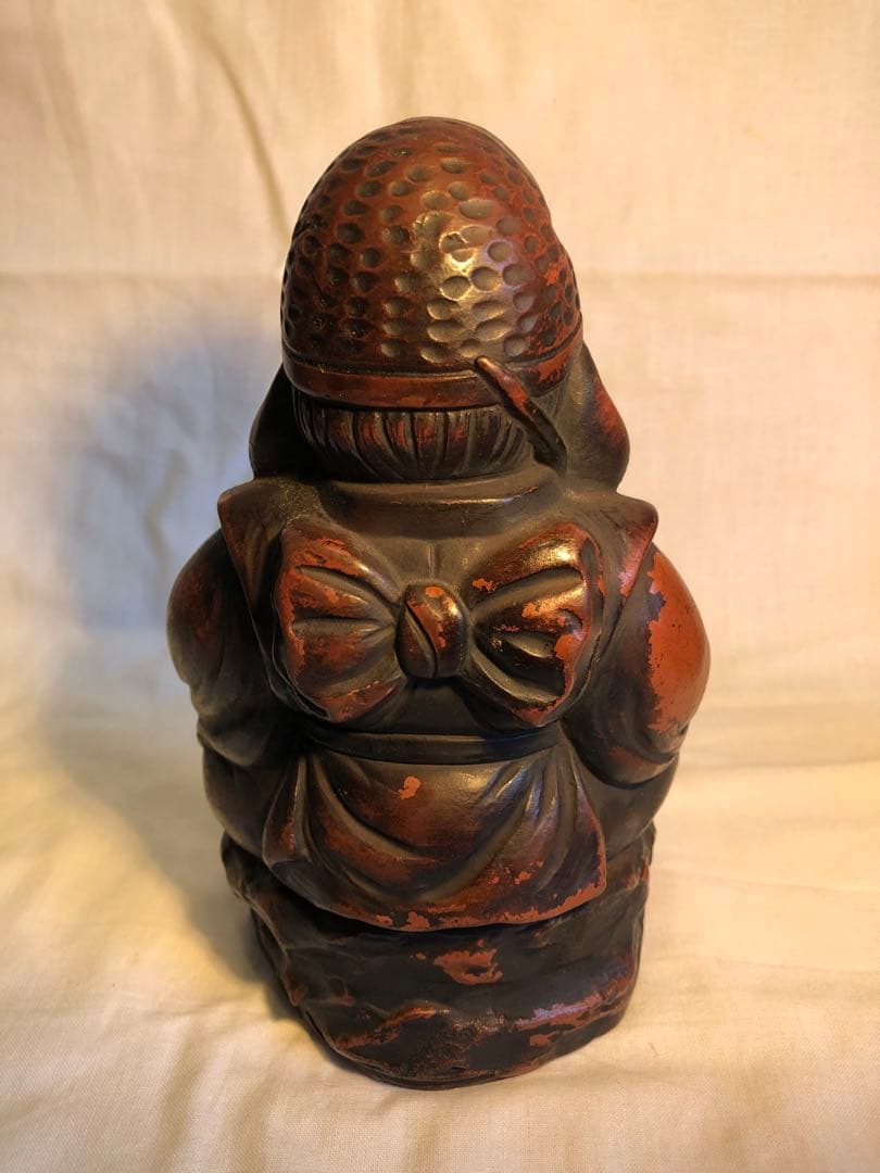 備前焼の恵比寿像　高さ18.3cm