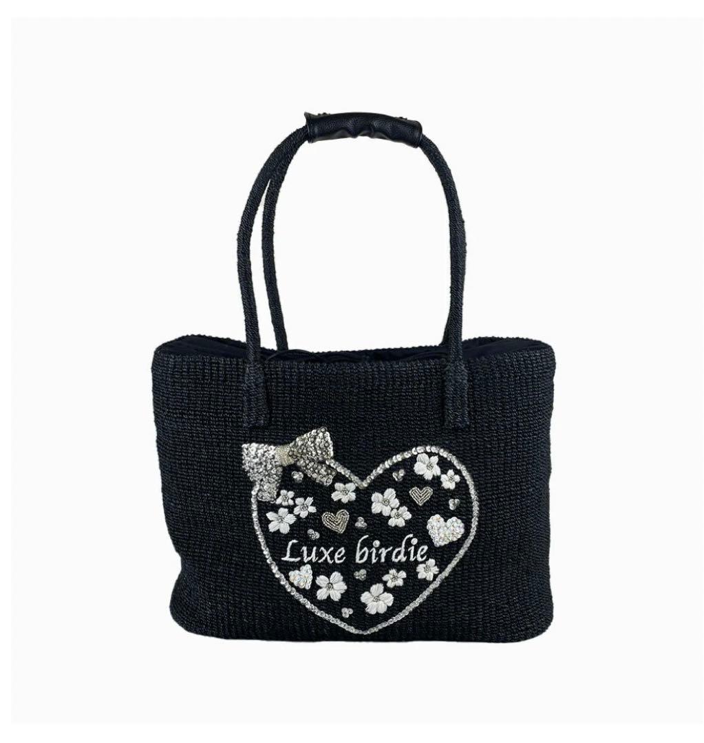【新品タグ付】luxebirdieリュクスバーディキャリーバッグナチュール黒刺繍