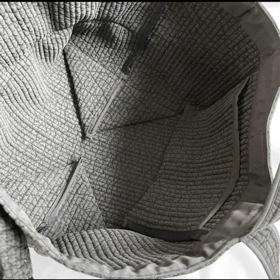 新作♡ヌビバッグ　フリルギャザー　ダークグレー×ブラック　パール　底板マグネット