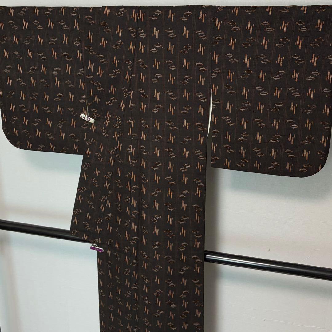 D157 本場久米島紬　正絹　着物　袷　極美品