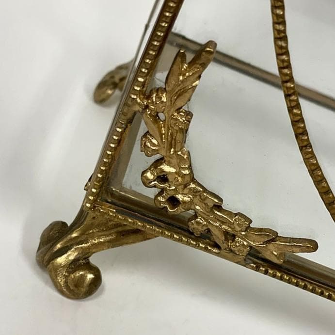 新品　真鍮×ガラス製 コレクションボックス（扉開閉式）アンティーク調