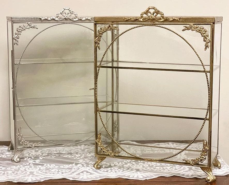 新品　真鍮×ガラス製 コレクションボックス（扉開閉式）アンティーク調