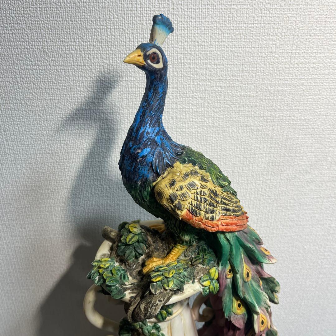 【匿名配送】孔雀　置物　置き物　オブジェ　ピーコック　サンクチュアリ　孔雀の楽園