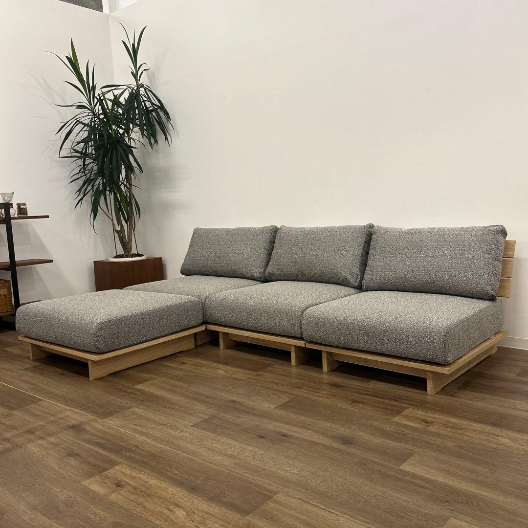 展示品☆シェーズロングソファ カバーリング カウチ ローソファ モダン L字