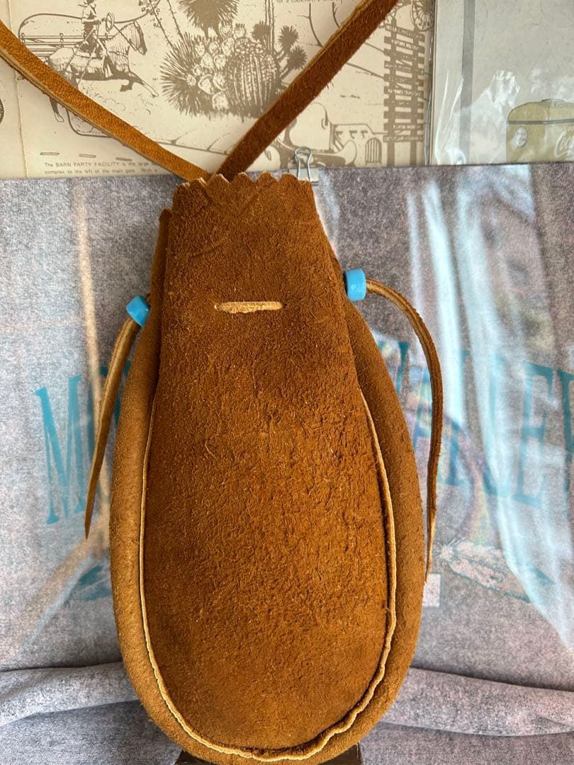 ディアスキン巾着　キャメル　スエード