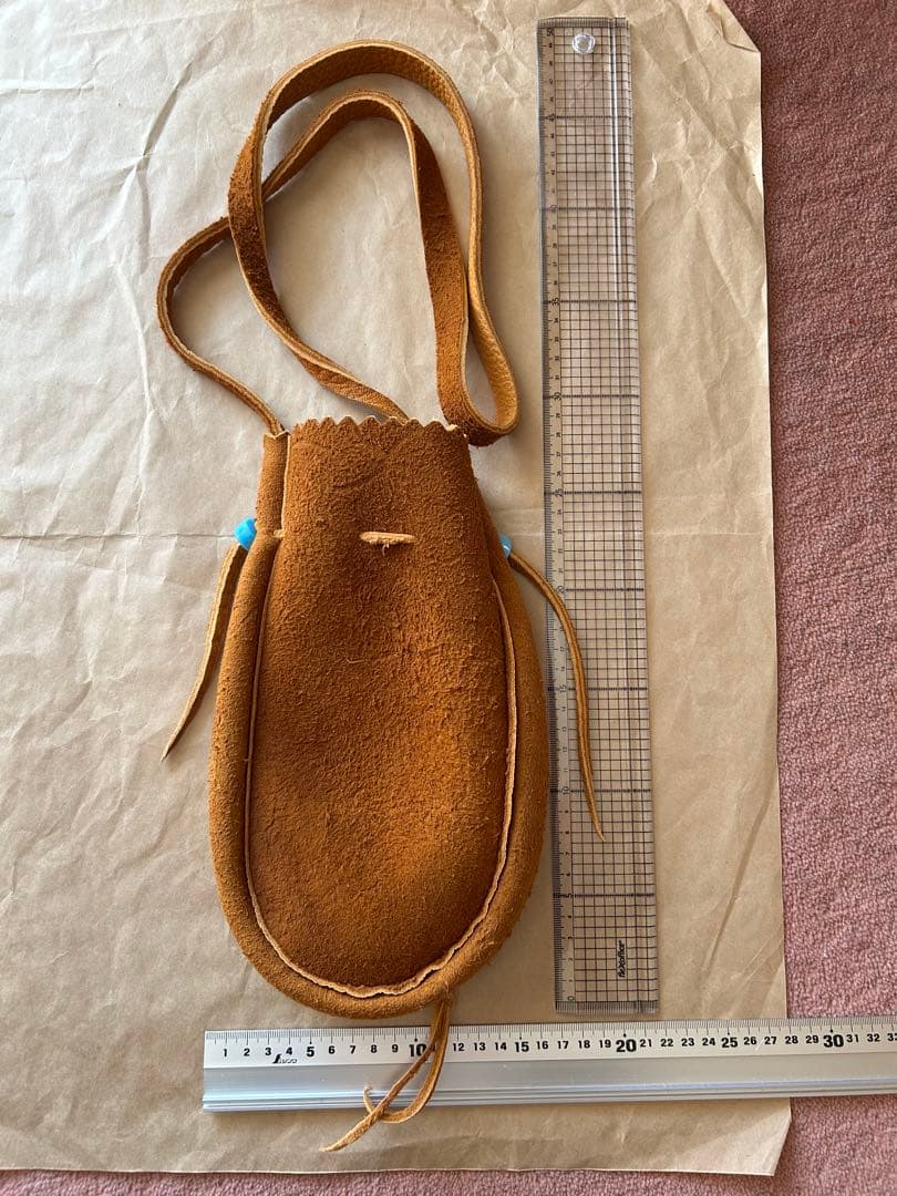 ディアスキン巾着　キャメル　スエード