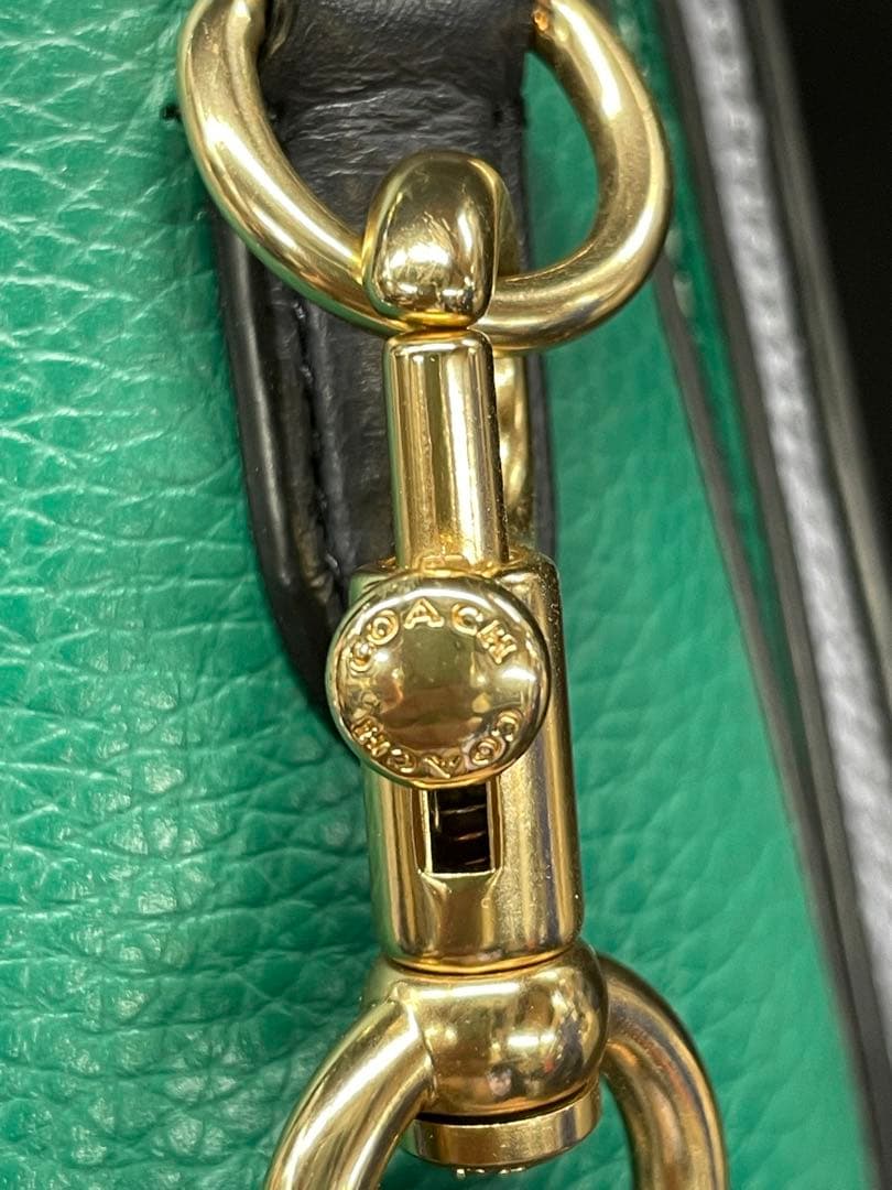 BA1【美品】COACH コーチ ショルダーバッグ レザー グリーン グレー