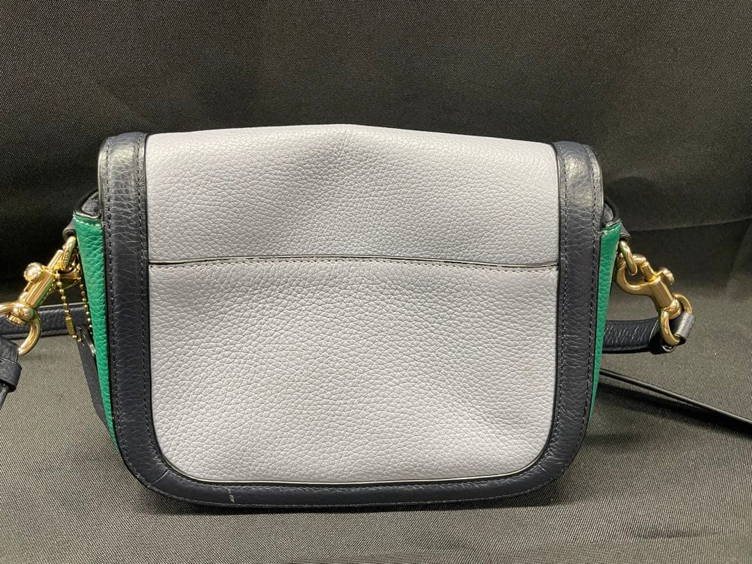 BA1【美品】COACH コーチ ショルダーバッグ レザー グリーン グレー