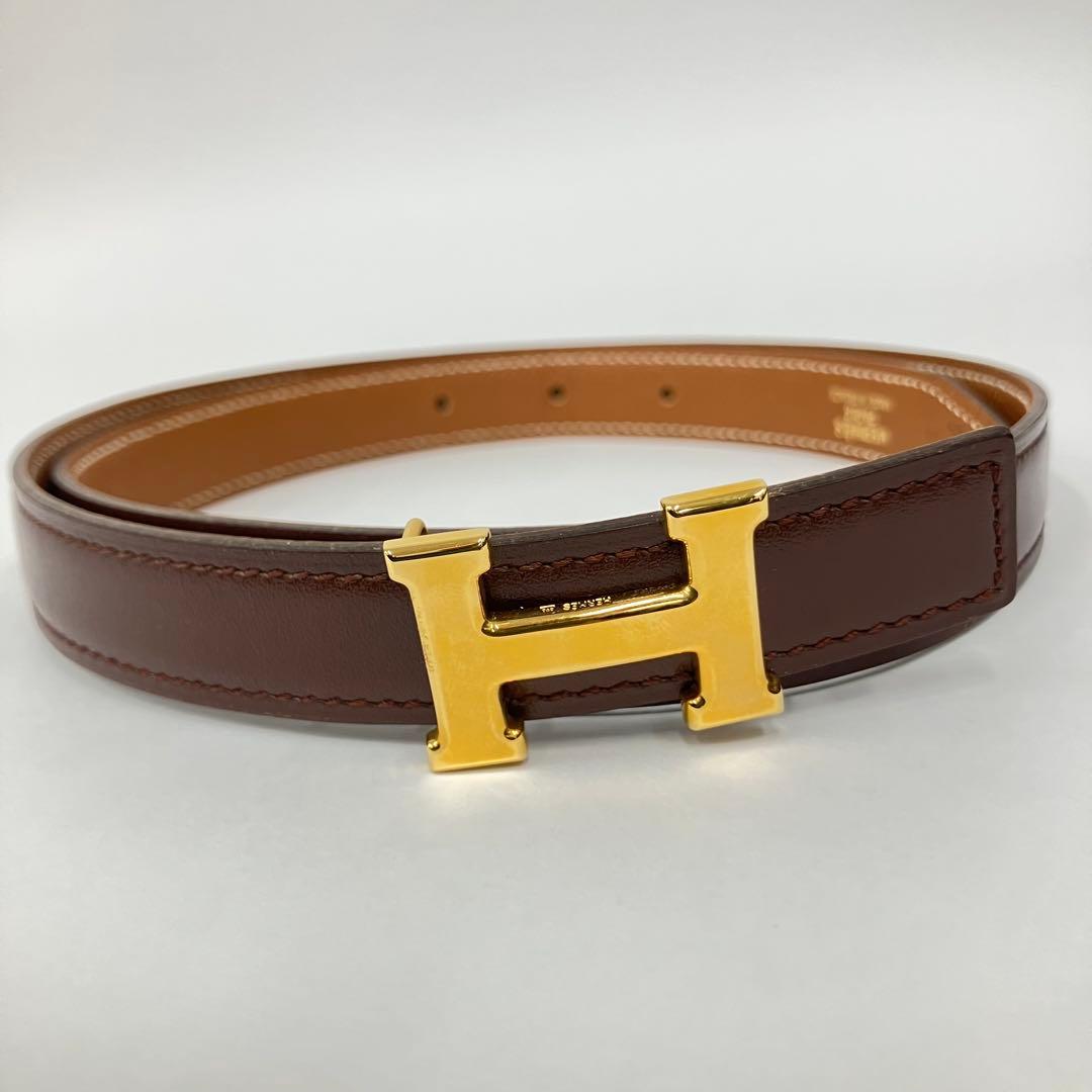 美品 Hermès コンスタンス H型バックル ベルト ブラウン 付属品