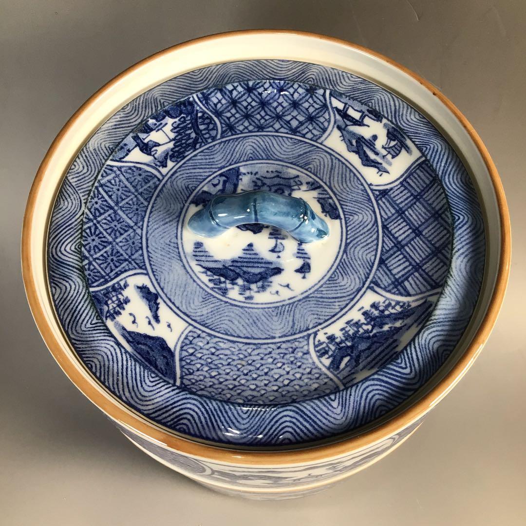 Ｎ３９１　皆具　『京焼　貴山造』『染付祥瑞文』『水指　建水　蓋置　杓立』　共箱